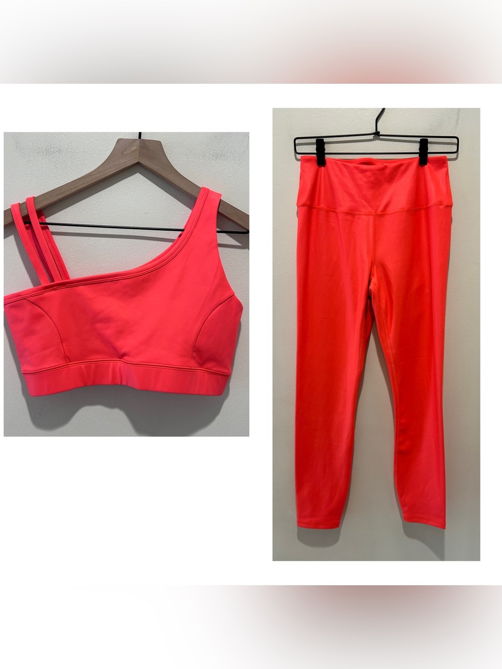 IVL Collective Set - Leggings & One Shoulder Sports Bra in Fiery Coral - Size 8